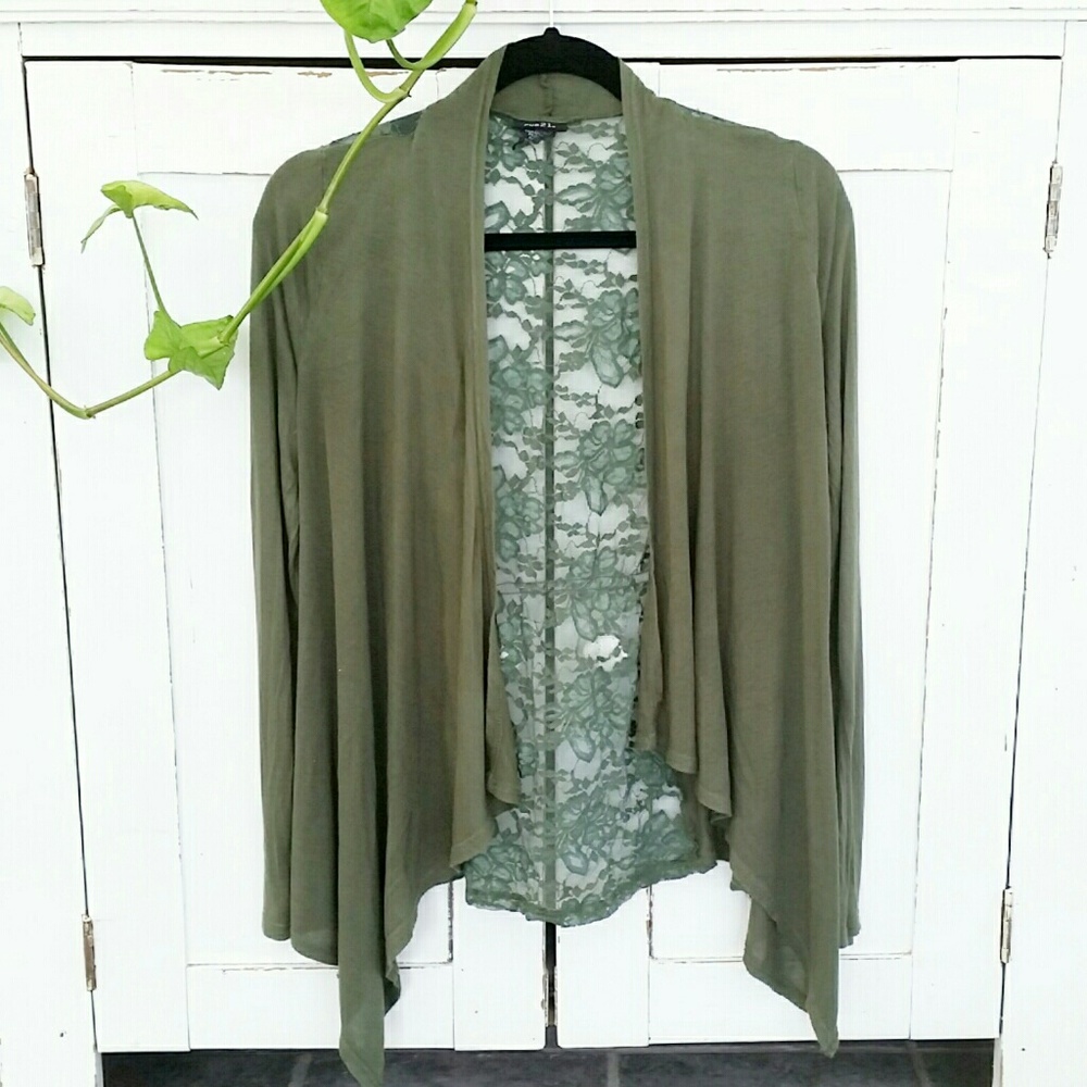 🍁SALE! Sheer Lace Back Open Front Sweater